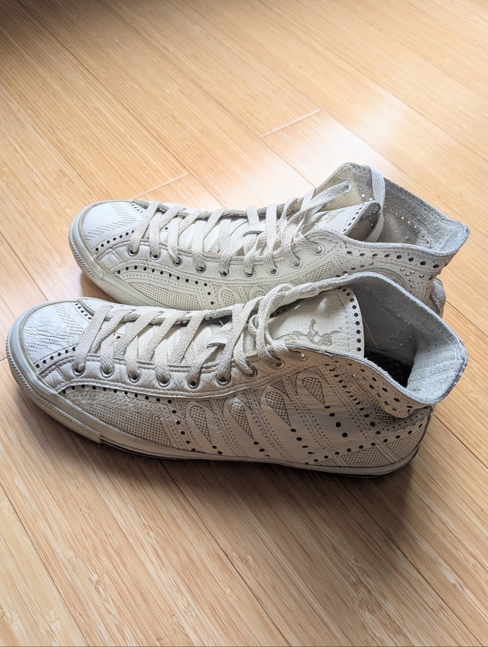 Rare Vintage CONVERSE Renaissance Ballroom White Leather Laser Men's Size 10